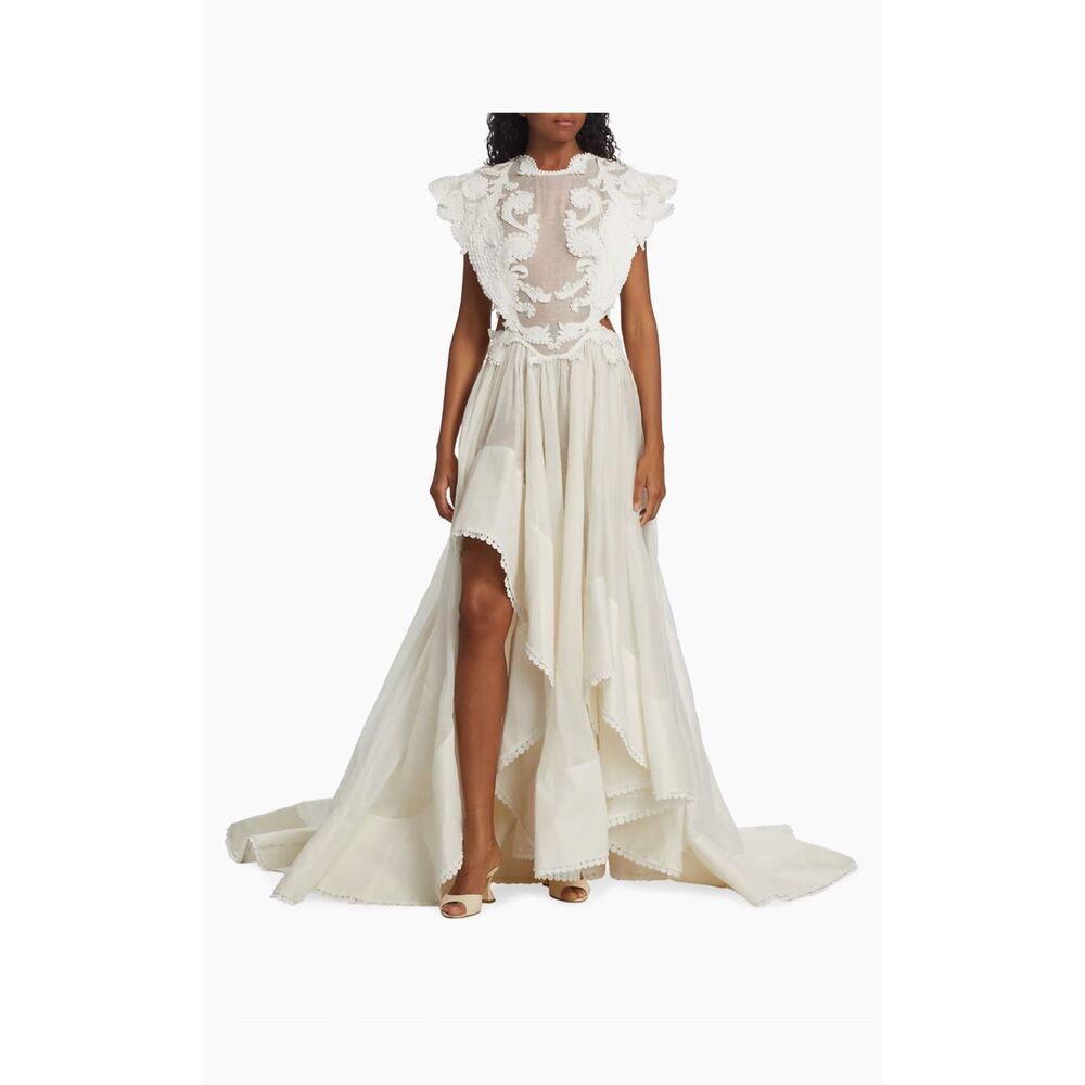Zimmermann Tama Asymmetric Sequin-Embroidered Gown Size 3 / US 10 - Picture 3 of 15